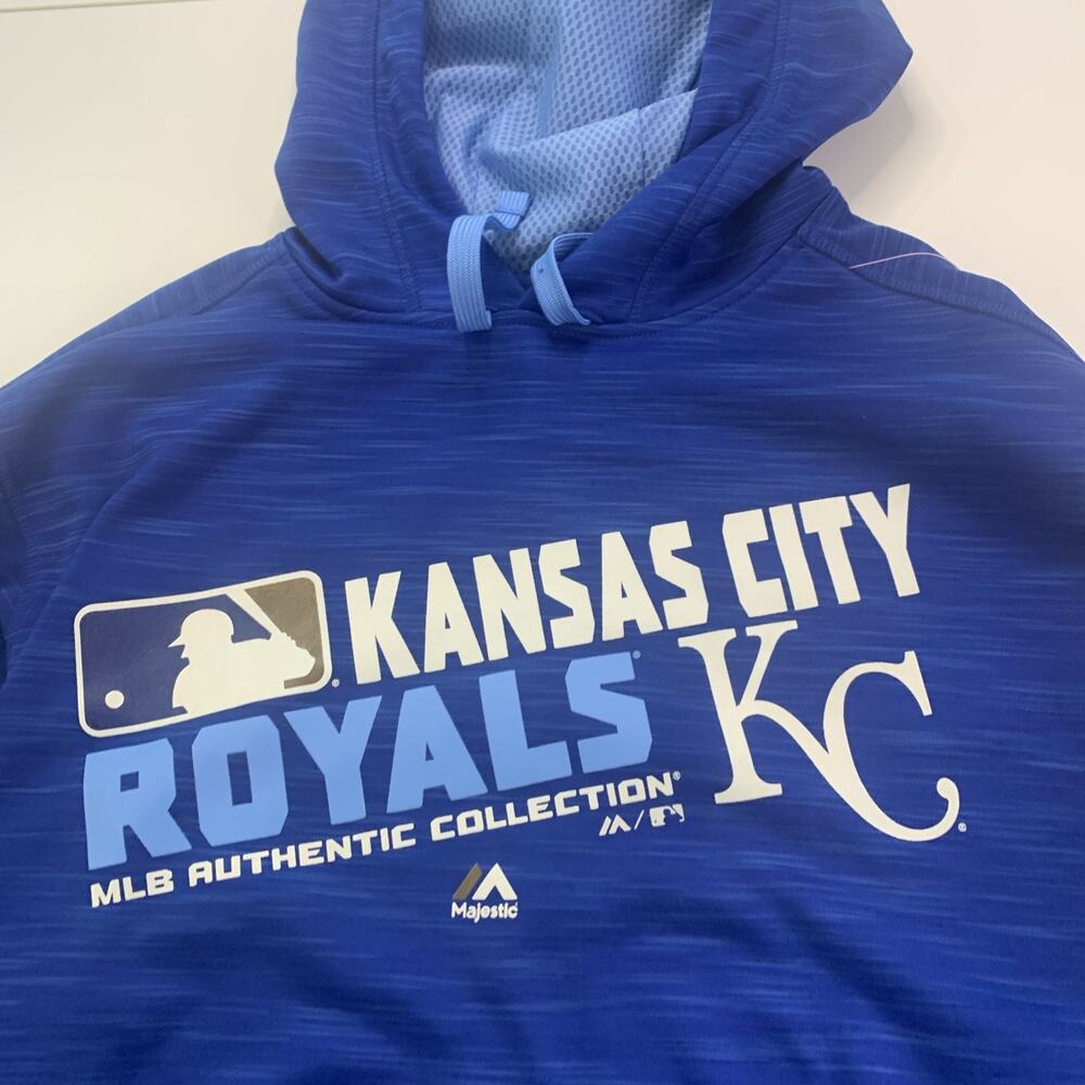 MLB Royals KC Majestic Hoodie Pullover Men's Medium Authentic - Picture 2 of 10